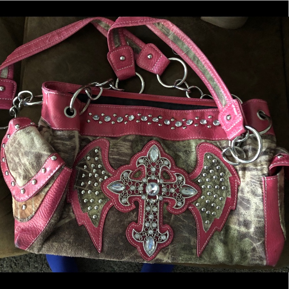 Pink camo purse